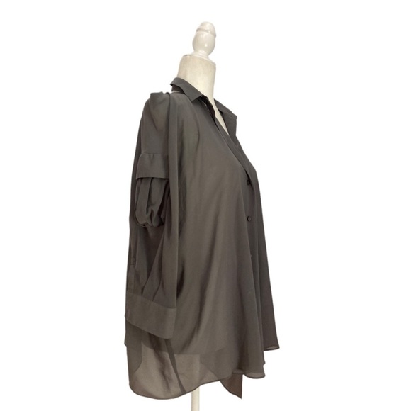 Acne Silk Chiffon Silk Blouse cutout back Collar pointed shoulder Asymmetrical - Picture 8 of 8